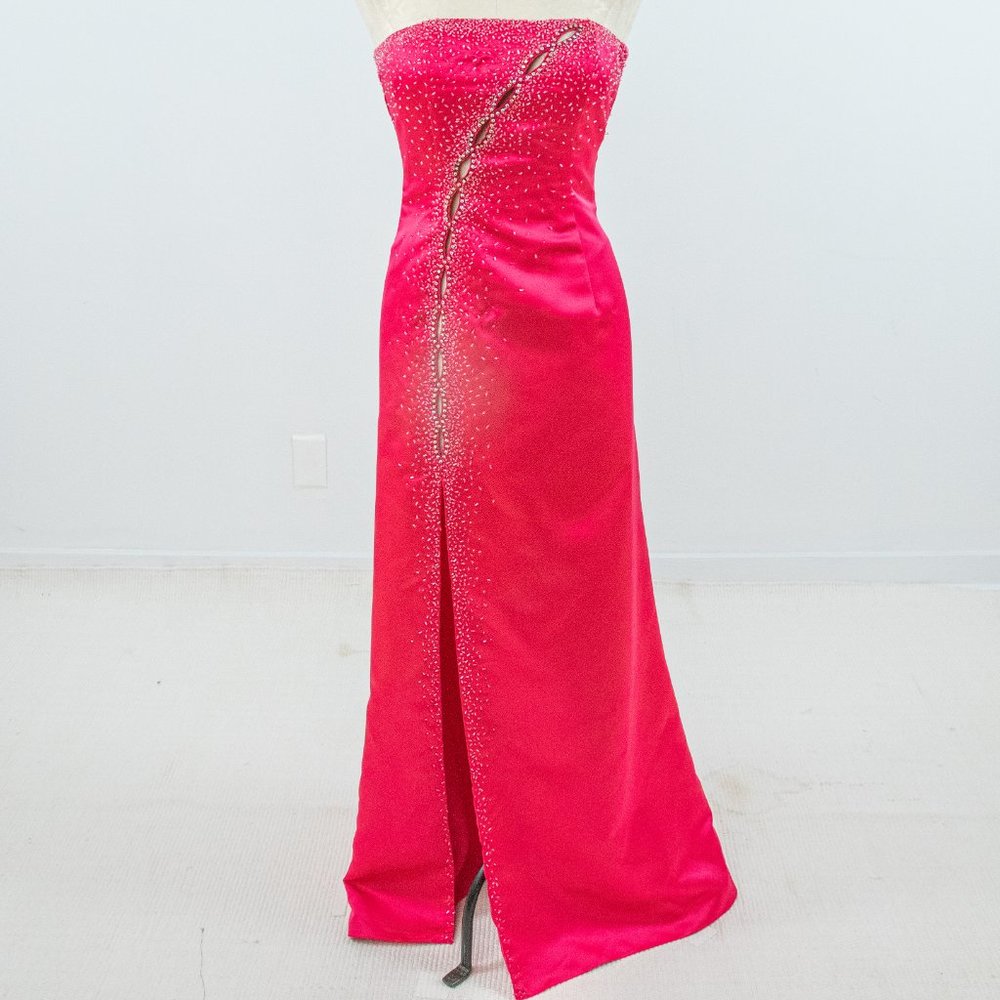 Vintage 80s 90s Barbie S Cutout Formal Gown Dress Pink - Picture 1 of 9